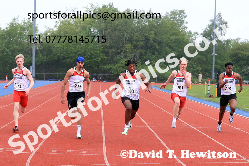 100 metres, 2026 North Eastern Track and Field Champs, Shildon, County Durham. Photo: David T. Hewitson/Sports for All Pics